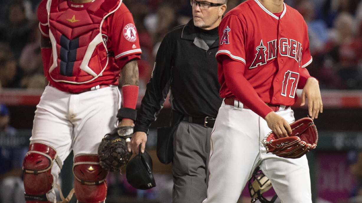 Ohtani exits early again with blister on pitching hand