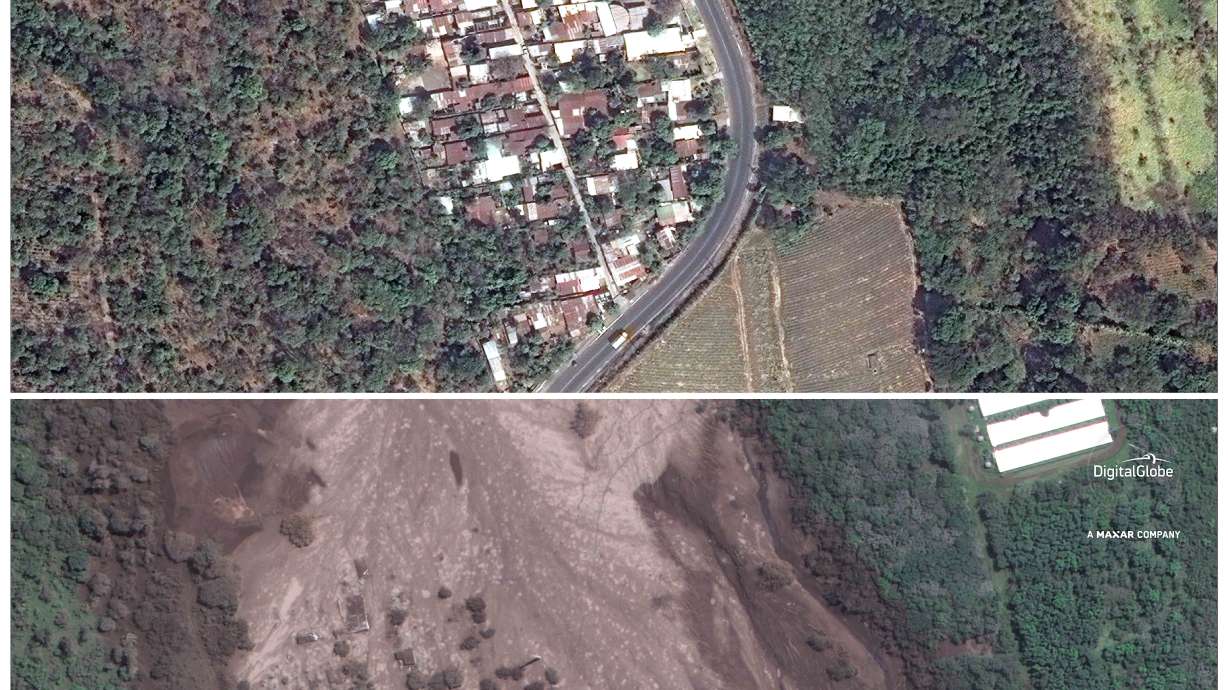 Before-and-after images show Guatemala volcano's devastation
