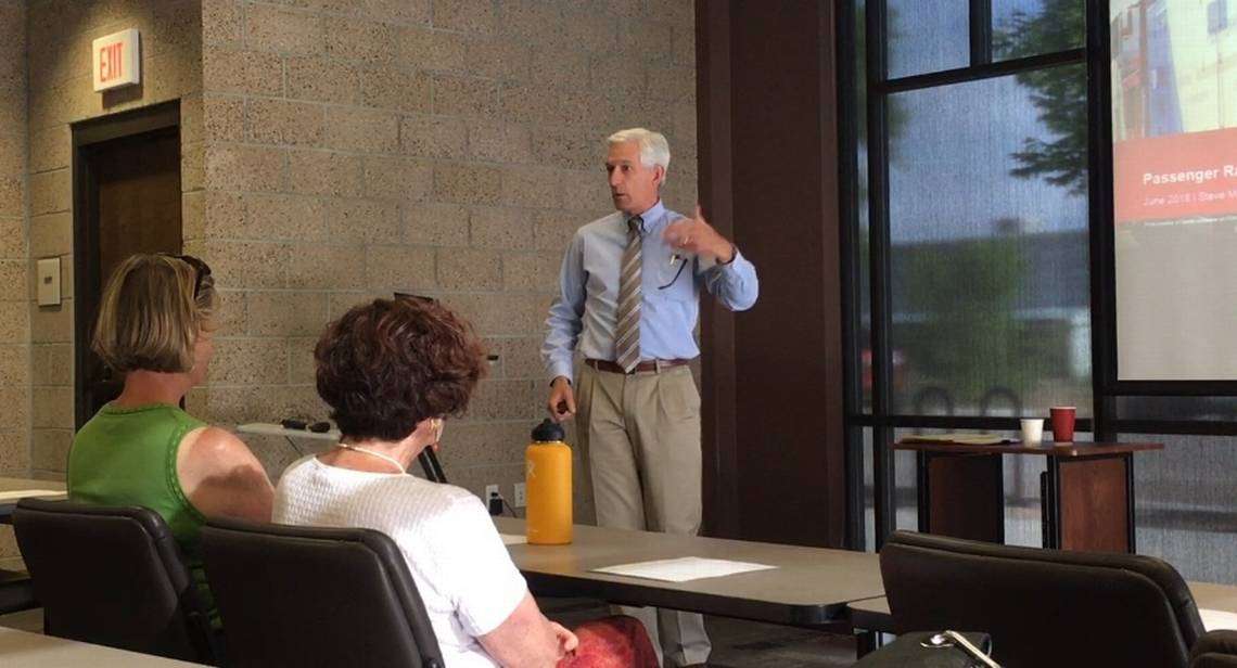Steve Meyer, interim executive director of the Utah Transit Authority, told a group of transit enthusiasts Wednesday, June 6, at COMPASS headquarters in Meridian that the only way to build a transit system is with a dependable stream of revenue. (Photo: Maria L. La Ganga, Idaho Statesman)