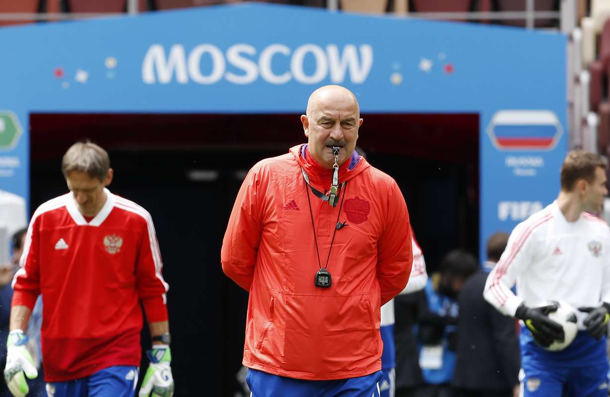 Russia coach Stanislav Cherchesov arrives at the official training session of the Russian team one the eve of the group A match between Russia and Saudi Arabia at the 2018 soccer World Cup at Luzhniki stadium in Moscow, Russia, Wednesday, June 13, 2018. (Photo: Alexander Zemlianichenko, AP Photo)