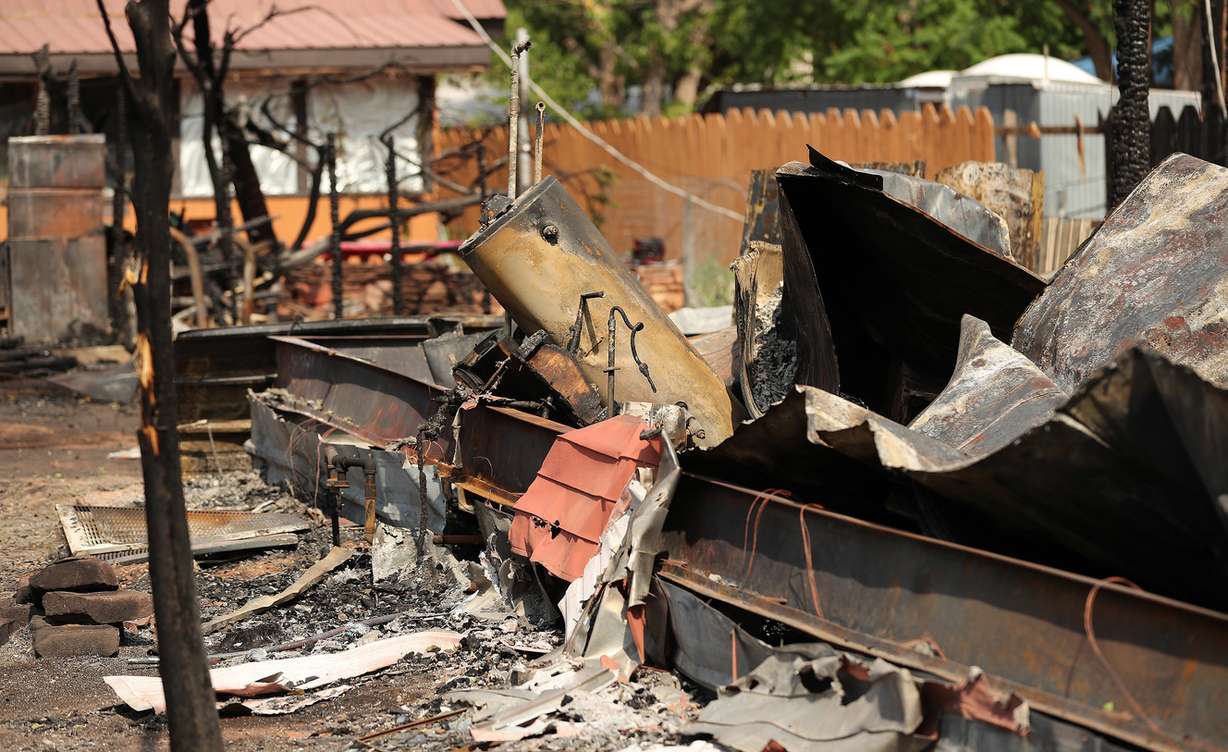 Damage to a home is pictured on Thursday, June 14, 2018. A fire on Tuesday destroyed several homes in Moab. (Photo: Jeffrey D. Allred, KSL)