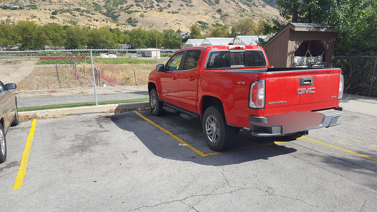 Another car booted in the parking spot. Photo courtesy of Carl Prince.