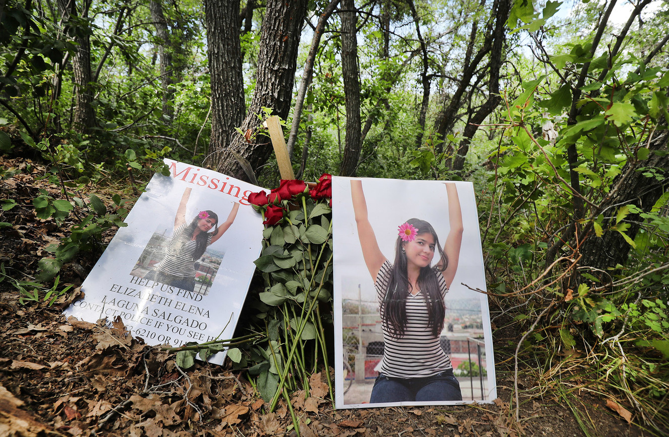 Family members of Elizabeth Elena Laguna Salgado leave a memorial where her body was found in Hobble Creek Canyon on Friday, June 15, 2018. (Photo: Jeffrey D. Allred, KSL)