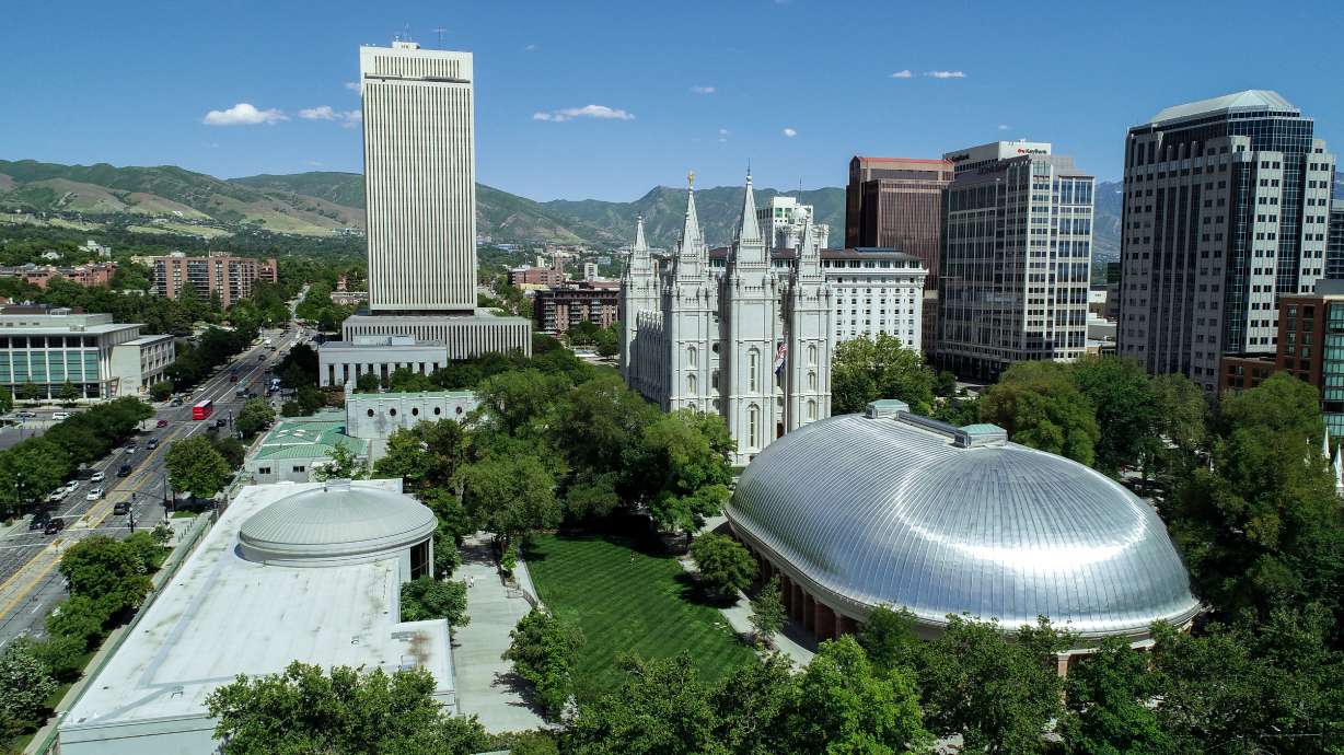 Temple Square, LDS Temple Square, Church Office Building, LDS Tabernacle in Salt Lake City