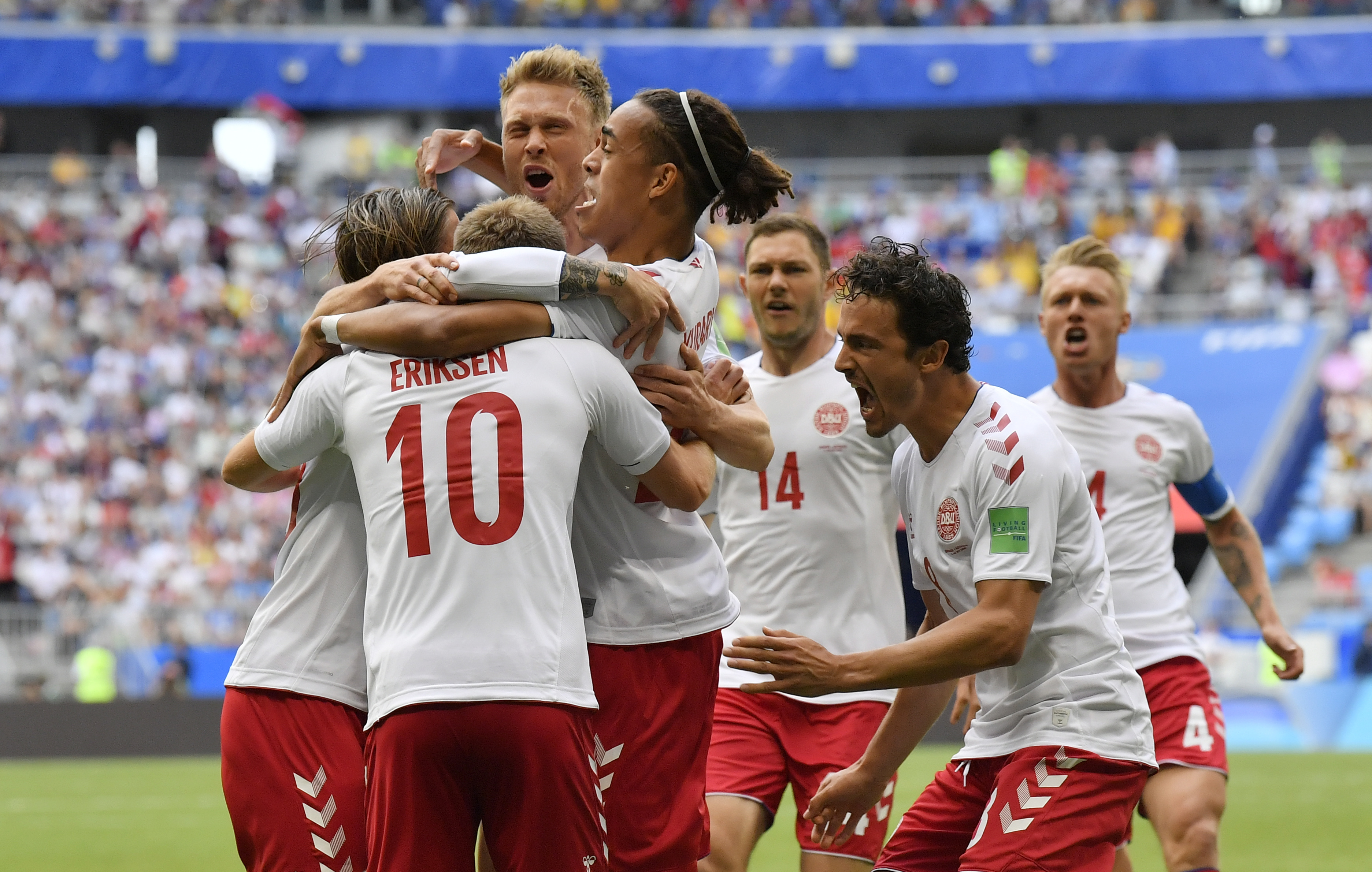 Eriksen scores his 1st goal in Russia, but Denmark draws