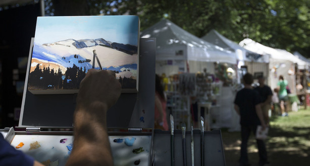 Matthew Sievers paints at the Utah Arts Festival in Salt Lake City on Friday, June 22, 2018. (Photo: Laura Seitz, KSL)