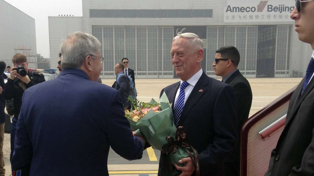 Mattis arrives in China; NKorea to be key topic of meetings