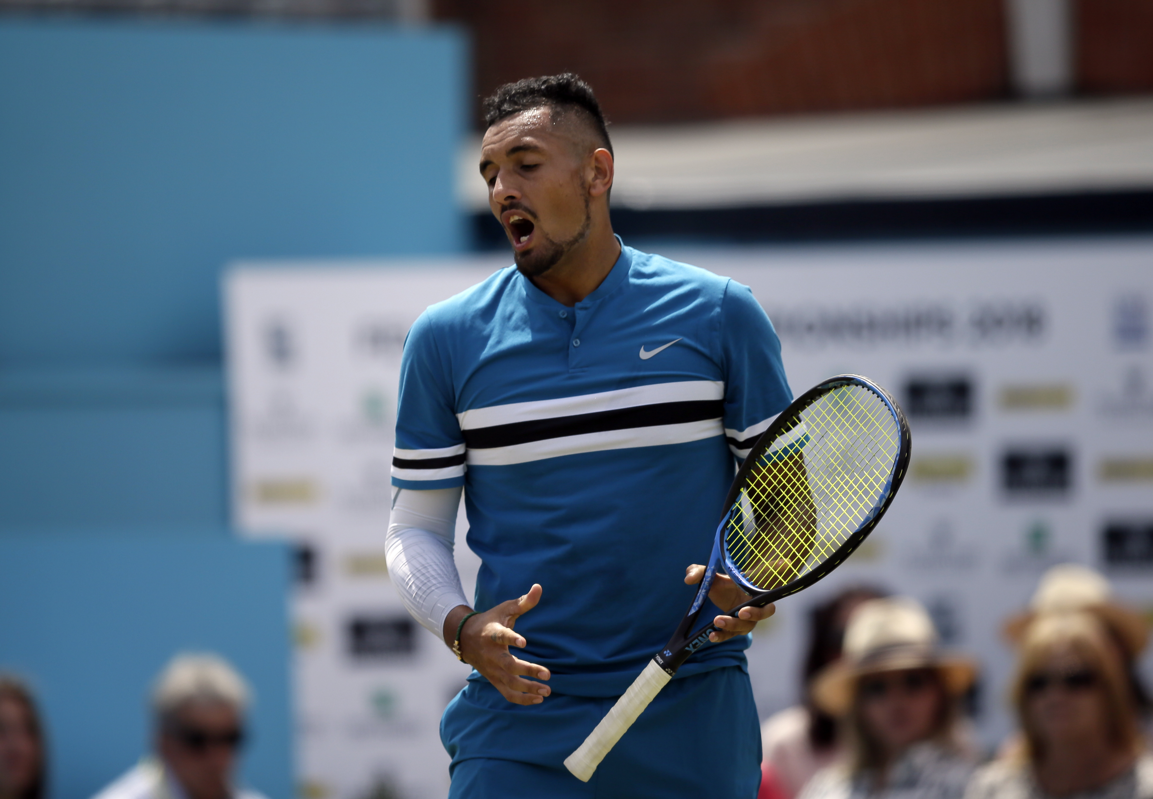 Kyrgios fined for inappropriate behavior at Queen's Club