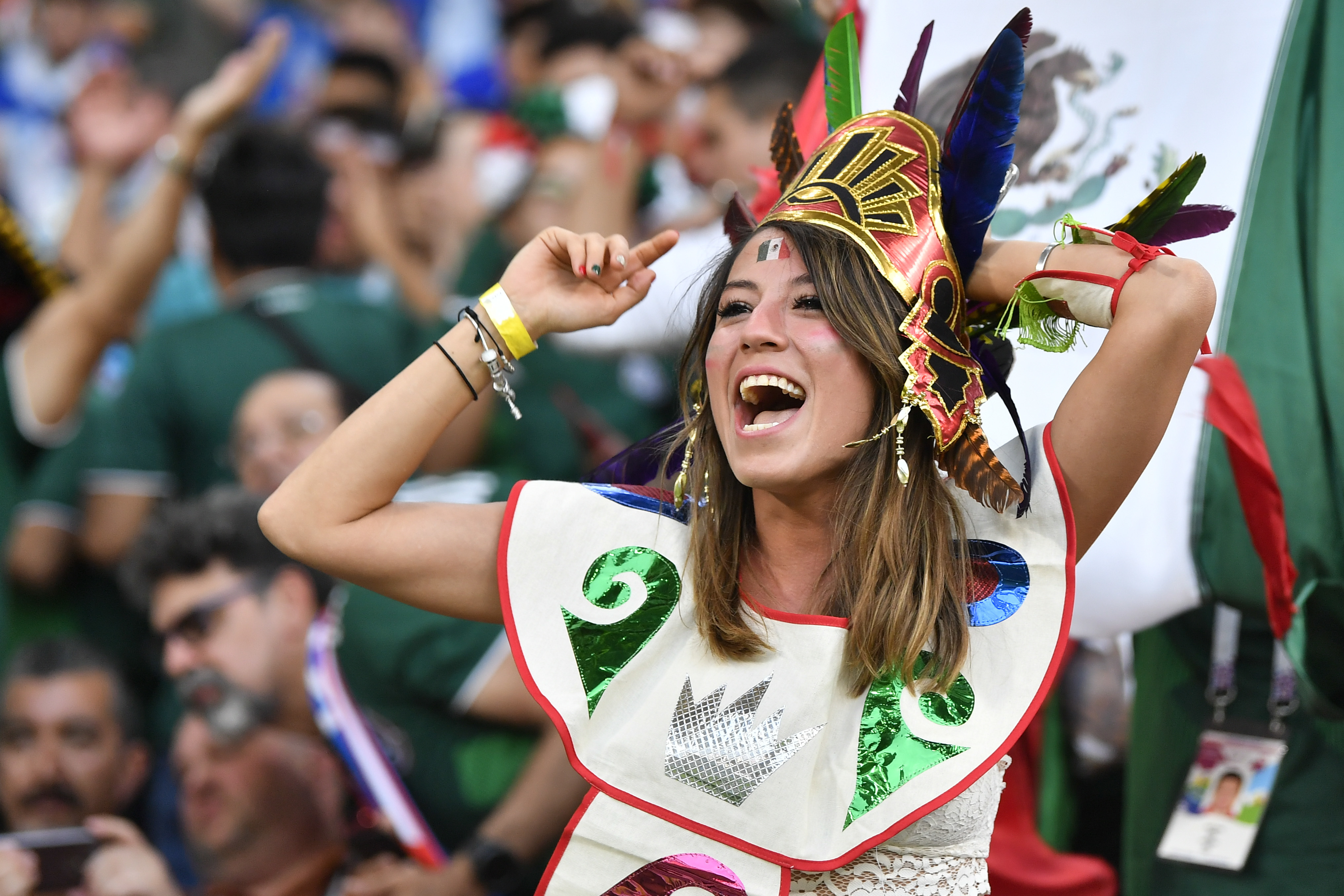 Mexican fans celebrate South Korea's victory over Germany