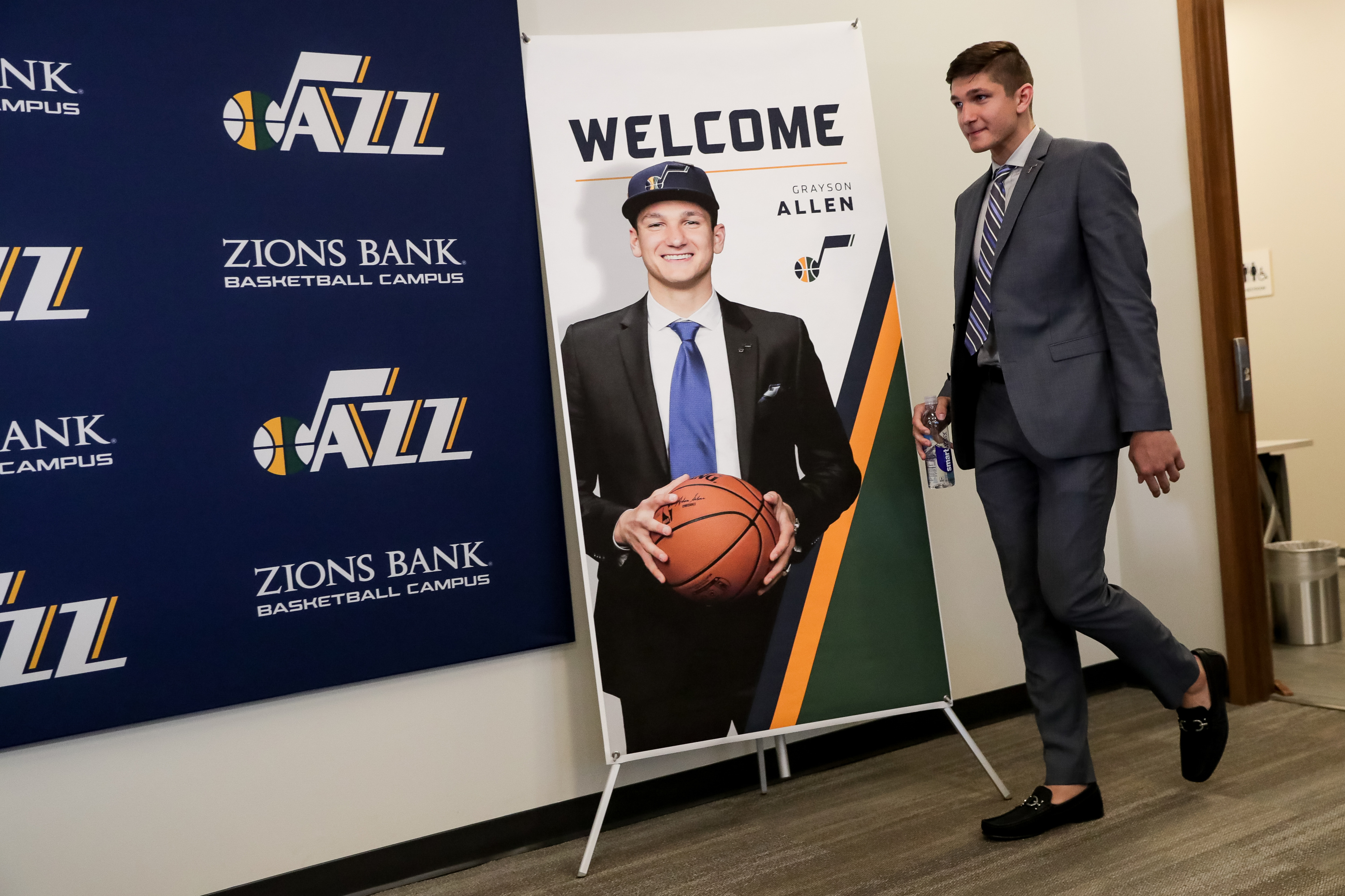 Grayson Allen, the Utah Jazz's first-round pick at the NBA draft, is introduced at a press conference at the Zions Bank Basketball Center in Salt Lake City on Wednesday, June 27, 2018. (Photo: Spenser Heaps, Deseret News)
