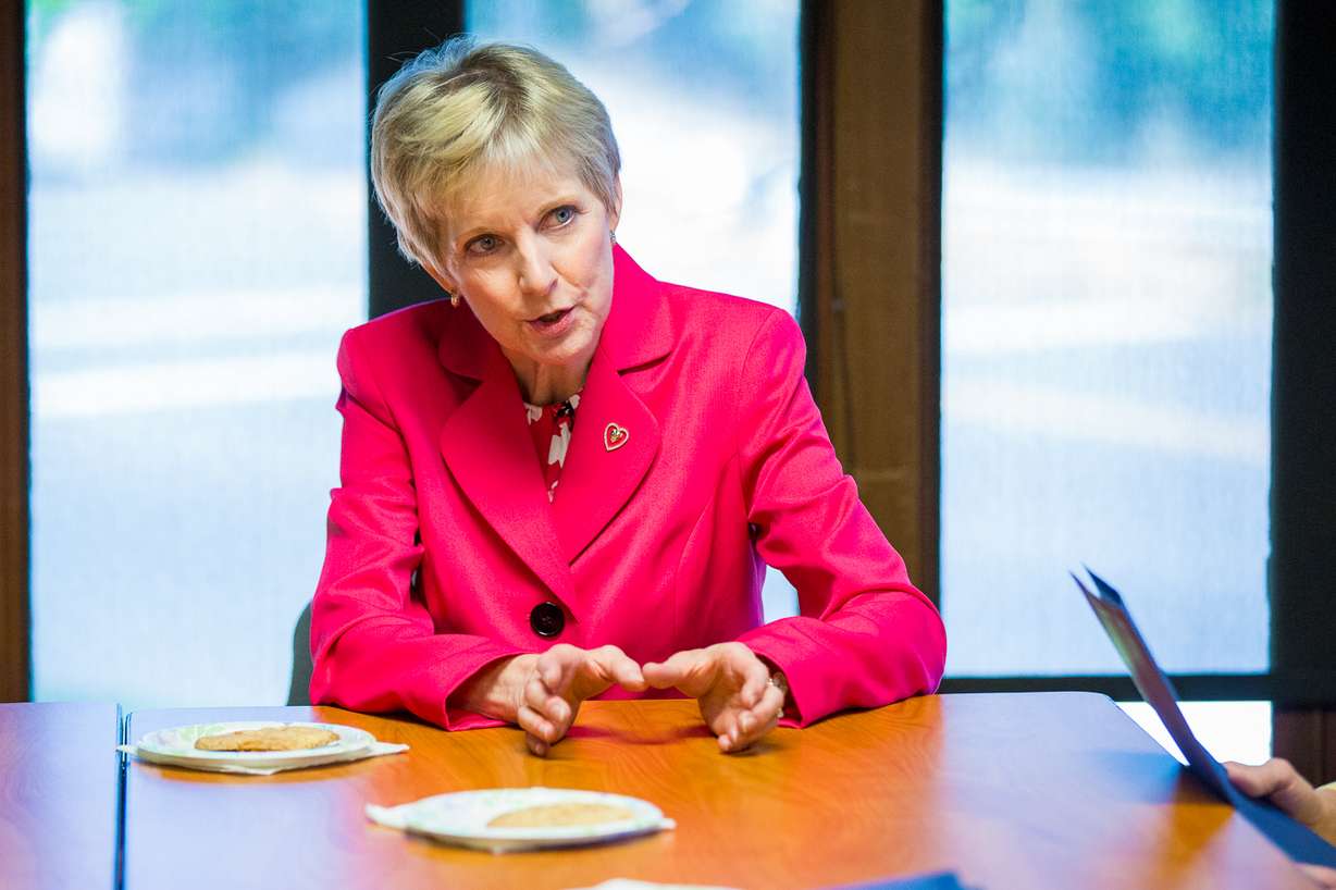 Sister Jean Bingham speaks to administrators at the Children's Justice Center after a tour. (Photo: Intellectual Reserve)
