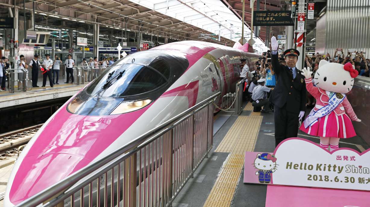 All aboard Hello Kitty: Pink bullet train debuts in Japan