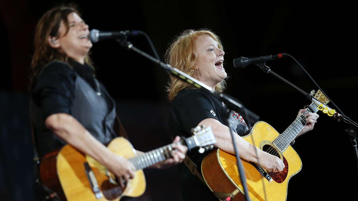 The Indigo Girls perform during rehearsal for the Boston Pops Fireworks Spectacular in Boston on July 3, 2018. The folk duo is one of more than two dozen artists slated to perform at this year's Red Butte Garden Outdoor Concert Series.