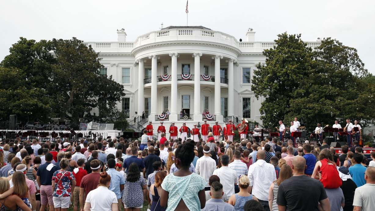 The Latest: Trump says military keeps America safe, strong