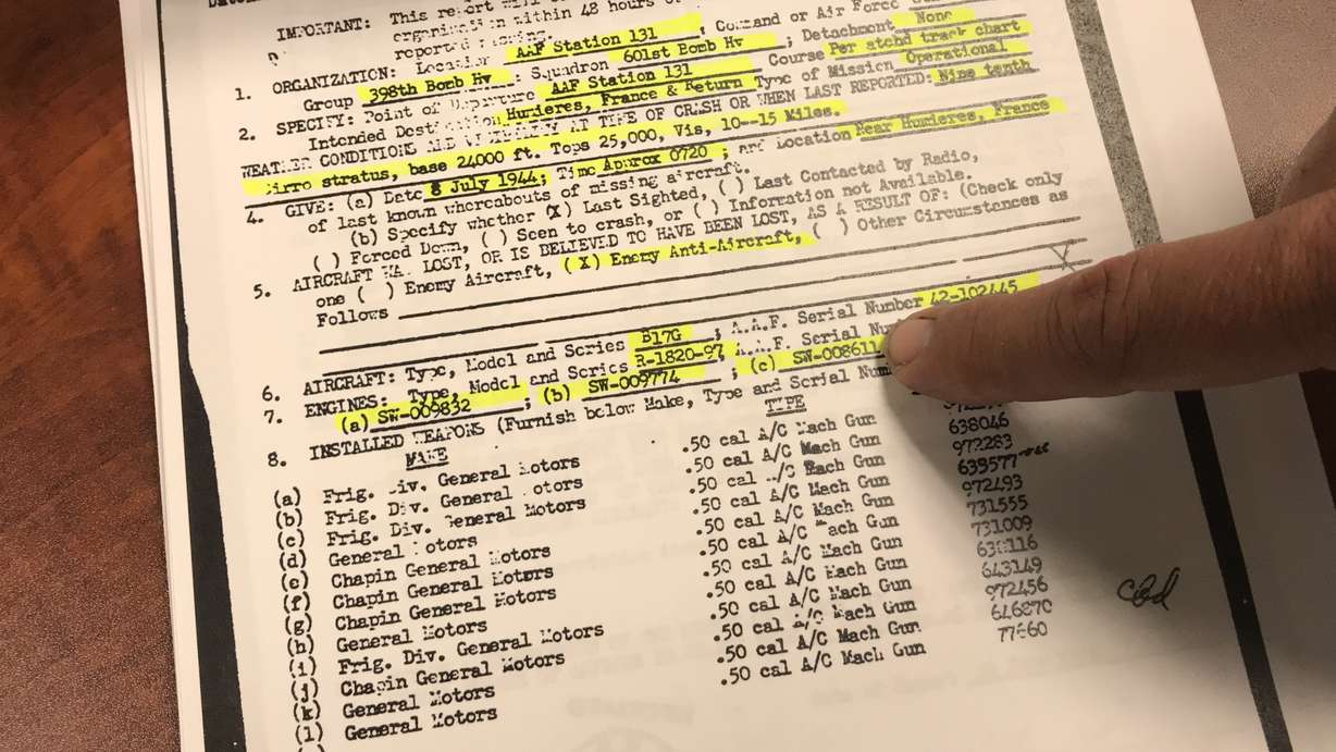 Descendants search for the remains of Army pilot Lt. George “Frankie” Wilson from Utah who died in northern France 74 years ago. He was shot down by German forces in World War II. Photo: Peter Samore, KSL Newsradio
