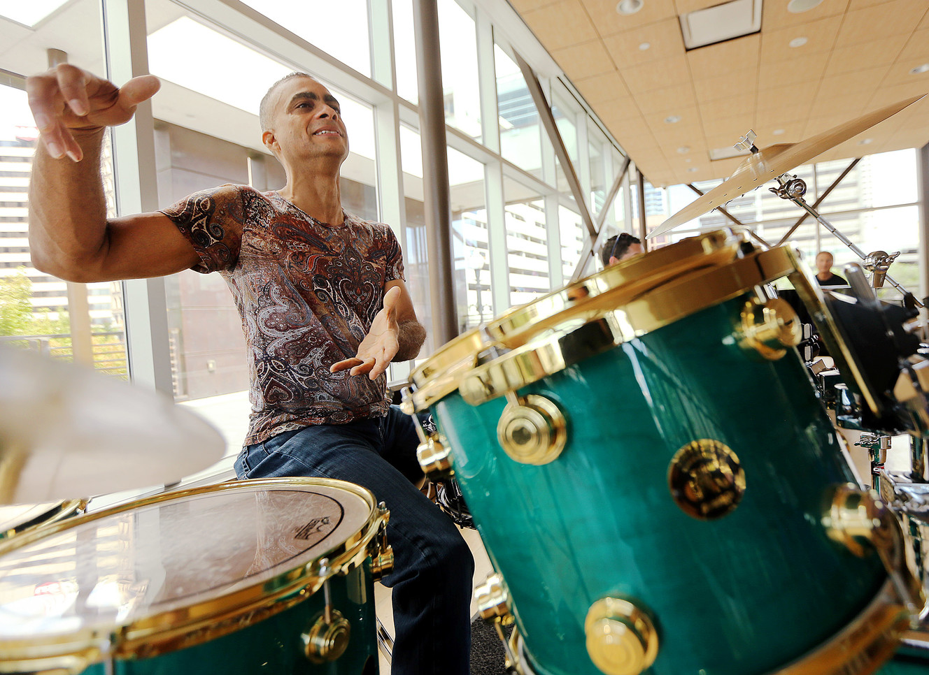 Musicians conduct jazz clinics at the Gallivan Center preceding the Salt Lake City Jazz Festival in Salt Lake City on Saturday, July 7, 2018. (Photo: Scott G Winterton, KSL)