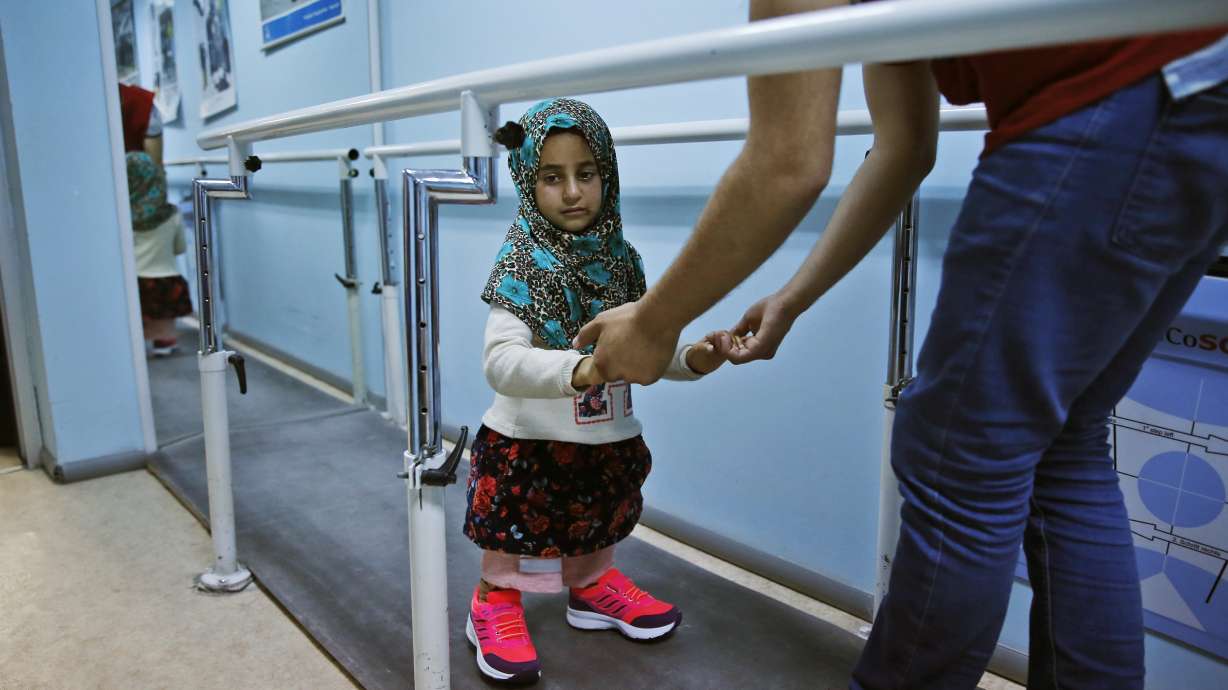 Syrian girl born without legs gets new prosthetics in Turkey