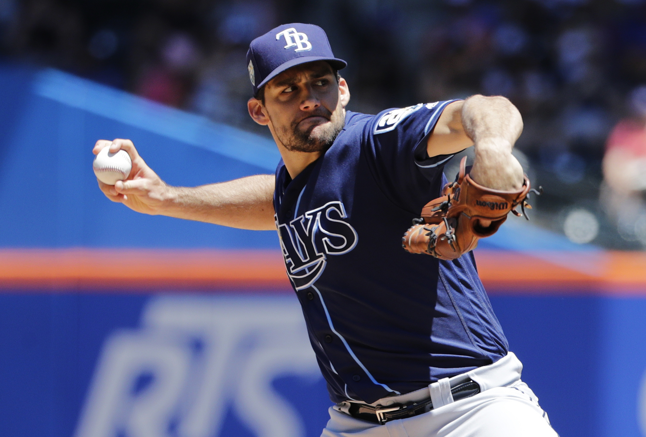 Eovaldi flirts with perfection as Rays rout Mets 9-0