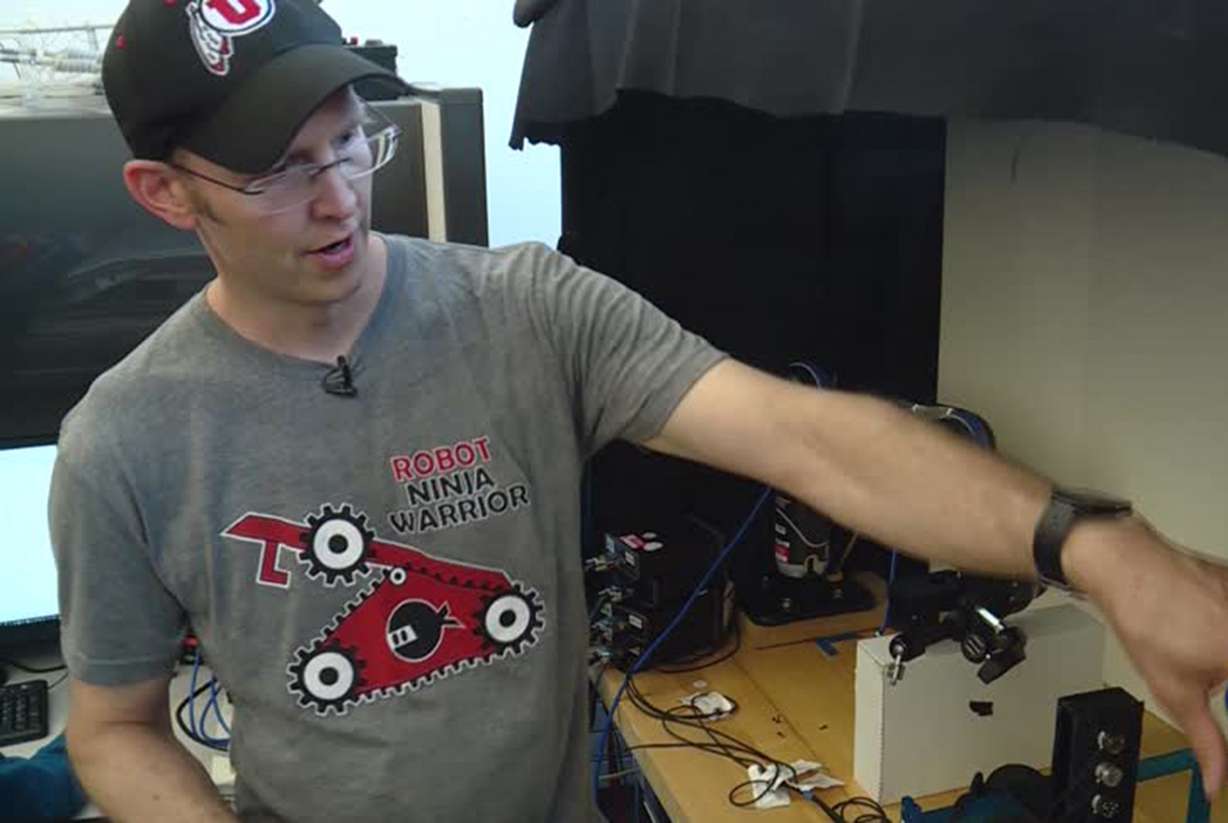 University of Utah mechanical engineering professor Steve Mascaro competes on American Ninja Warrior Monday, July 9, 2018. Photo: KSL TV