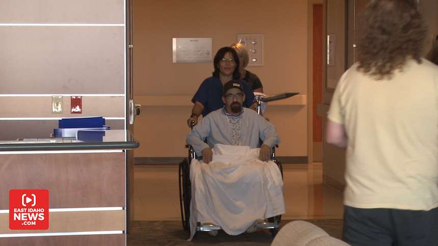 Justin Firth has started to walk with the assistance of a walker and is expected to make a full recovery. (Photo: Nate Eaton, EastIdahoNews.com)
