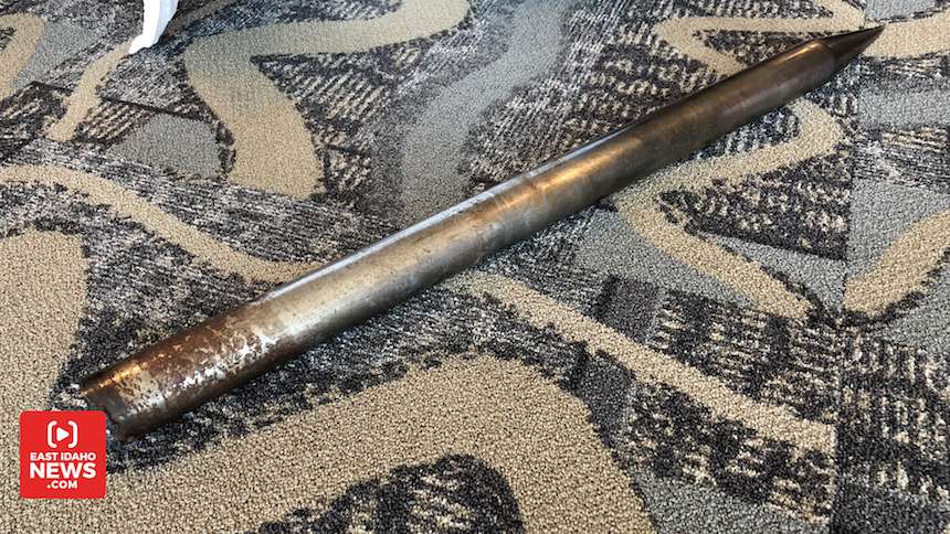 This 40-pound spear impaled Firth while he was working June 27 in Jerome, Idaho. (Photo: Nate Eaton, EastIdahoNews.com)