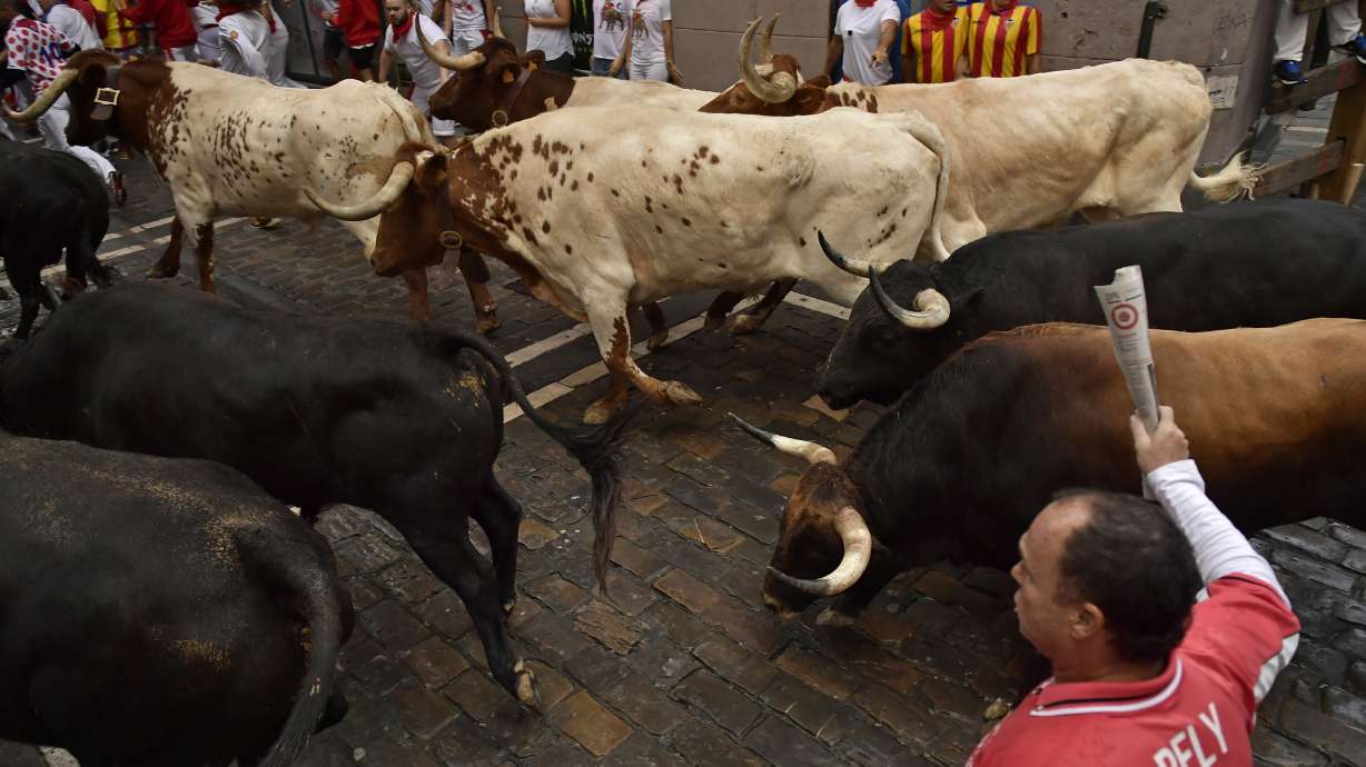 2 injured running with bulls in the streets of Pamplona
