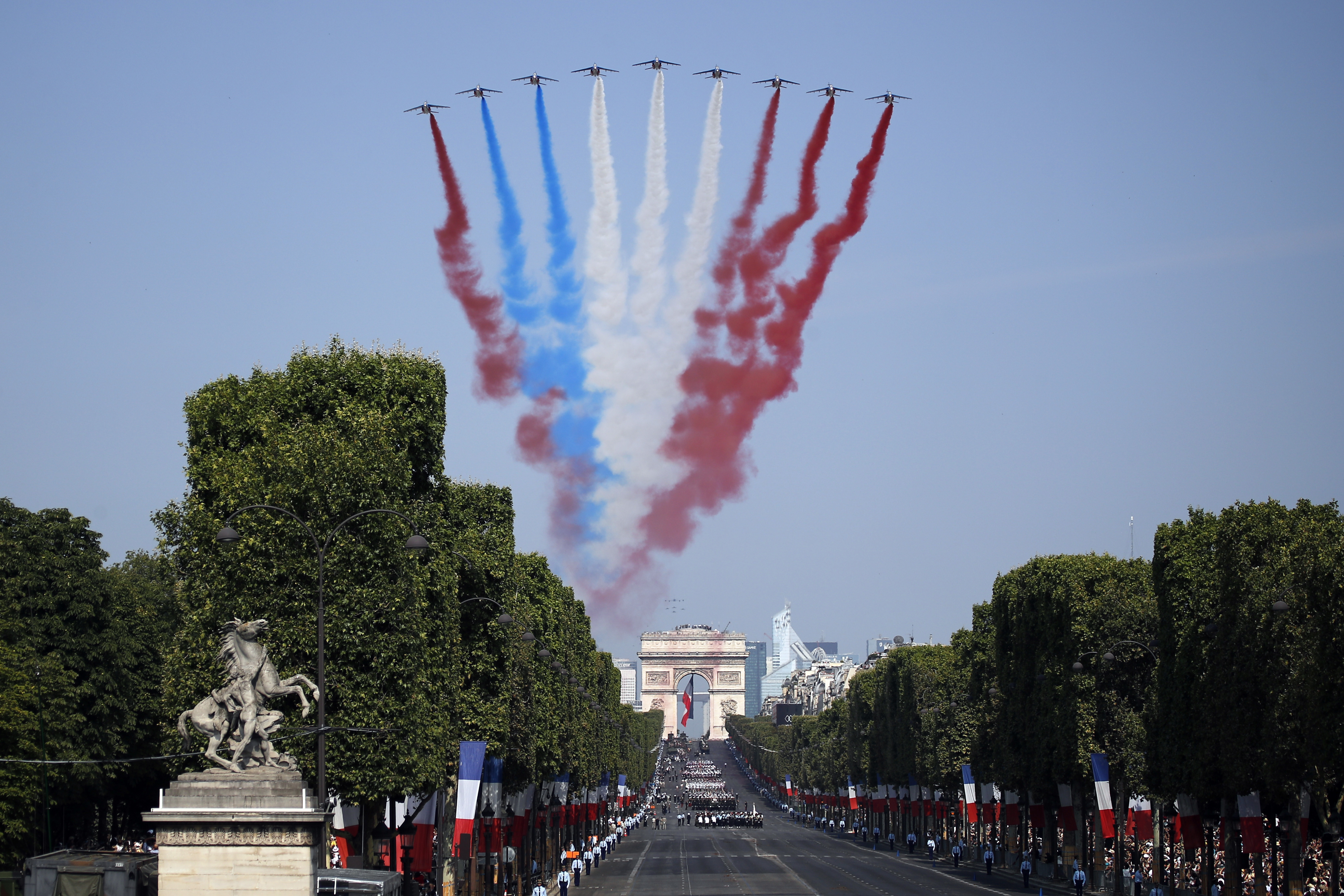 French police motorcycles crash during Bastille Day parade