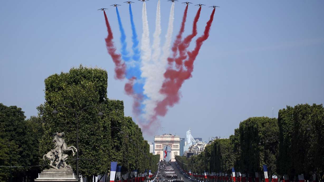 French police motorcycles crash during Bastille Day parade