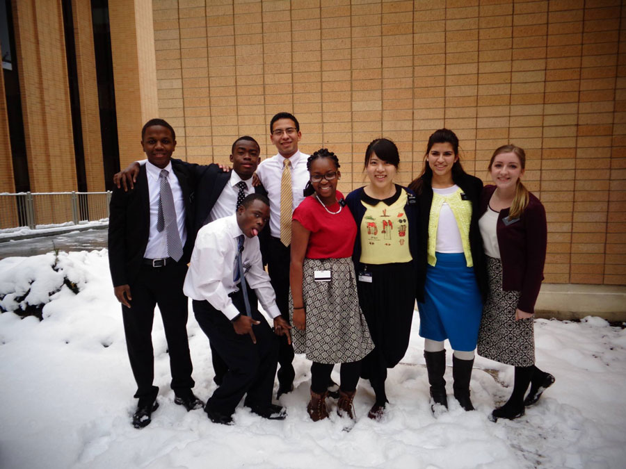 Juanito Augustin, far left, and Wildaline Figaro, center in red shirt, with other missionaries at the Missionary Training Center. (Photo: Facebook via EastIdahoNews.com)