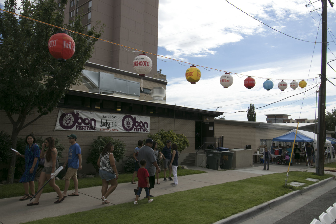 Members of the Salt Lake Buddhist Temple decorated the area outside the temple with paper lanterns, some dedicated to their family members who have passed away. (Photo: Jacob Klopfenstein, KSL.com)