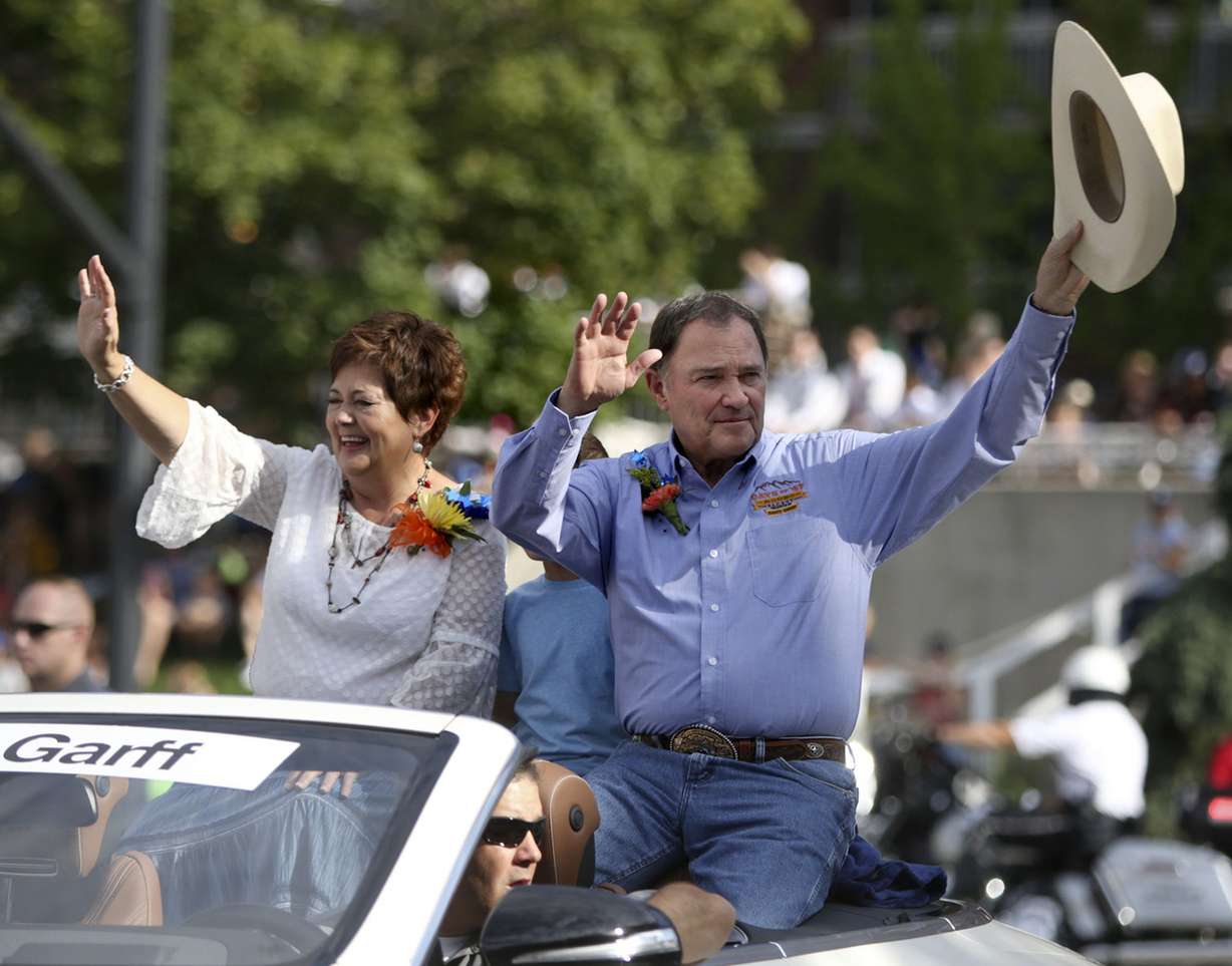 Jeanette Herbert, First Lady of Utah, and Utah Gov. Gary Herbert ride in the Days of ’47 Parade in Salt Lake City on Tuesday, July 24, 2018. (Photo: Kristin Murphy, KSL)
