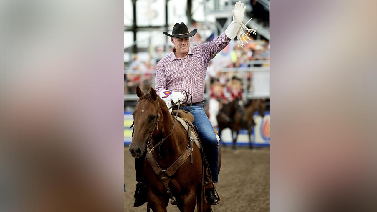 U.S. Secretary of the Interior Ryan Zinke waves to the crowd at the Days of '47 rodeo in Salt Lake City on Tuesday, July 24, 2018. (Photo: Laura Seitz, KSL)