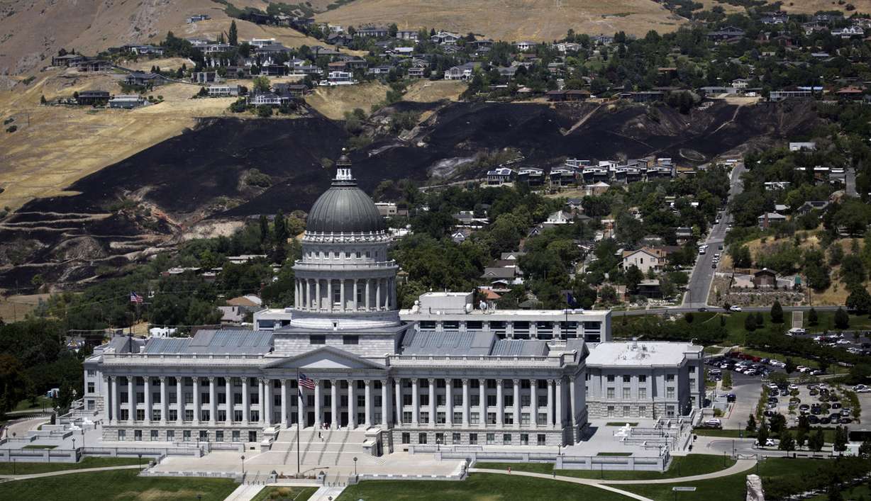 Land is charred where a fire burned behind the Capitol Tuesday in Salt Lake City on Wednesday, July 25, 2018. (Photo: Kristin Murphy, KSL)