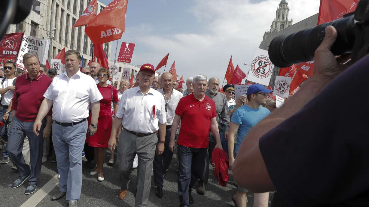 3 arrested after Russian opposition rally on pension age