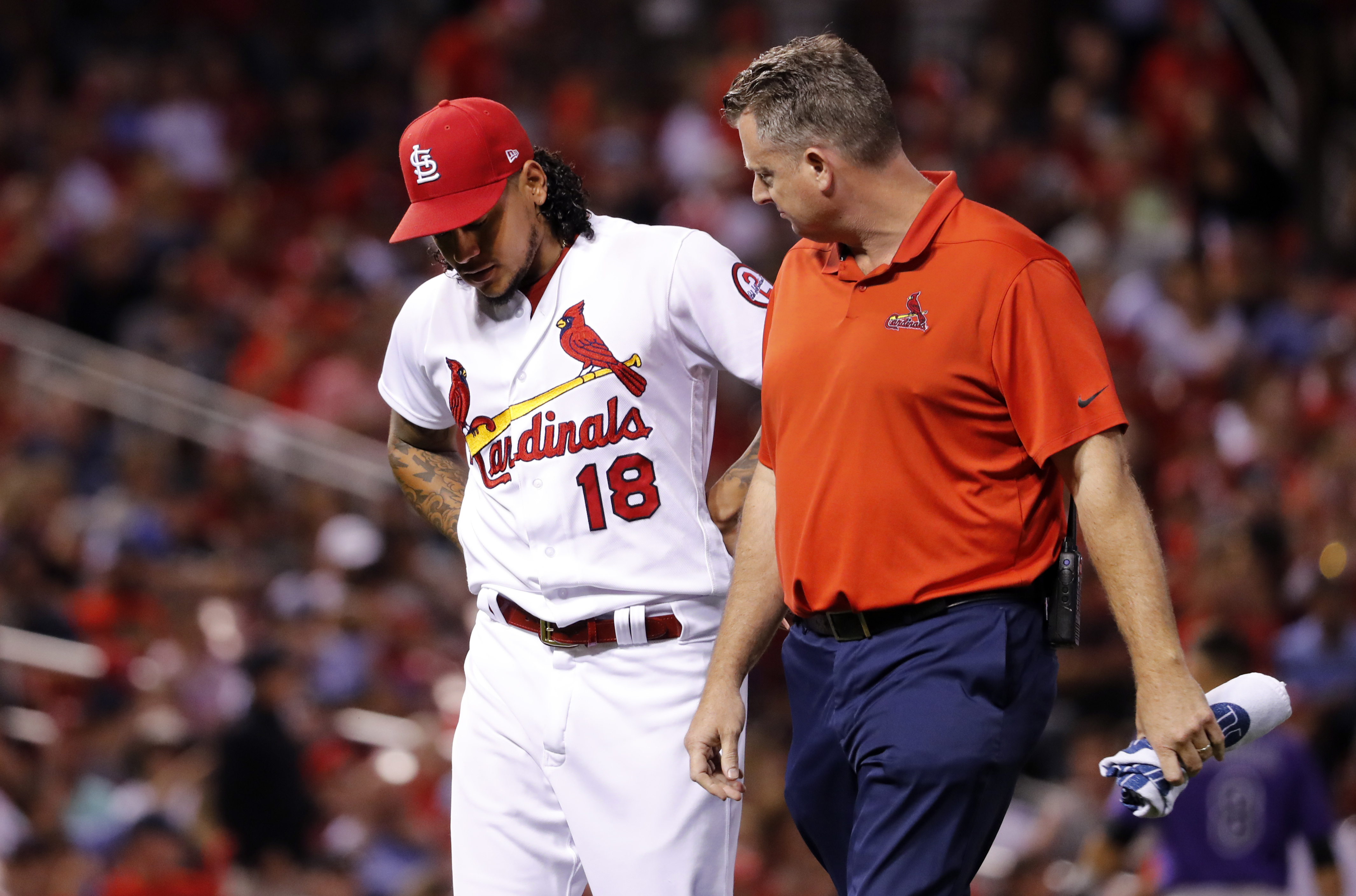 Cardinals pitcher Carlos Martinez departs with injury