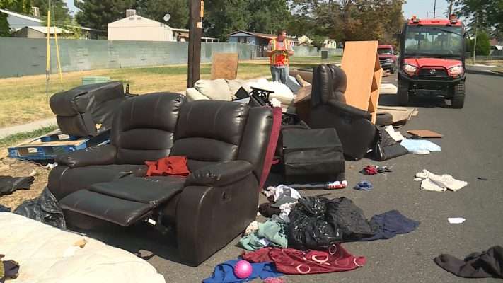 Trash piles up on several streets in Salt Lake City Tuesday, July 31, 2018. Photo: Winston Armani, KSL TV