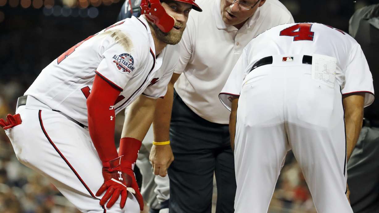 Nationals' Bryce Harper scratched with right knee soreness