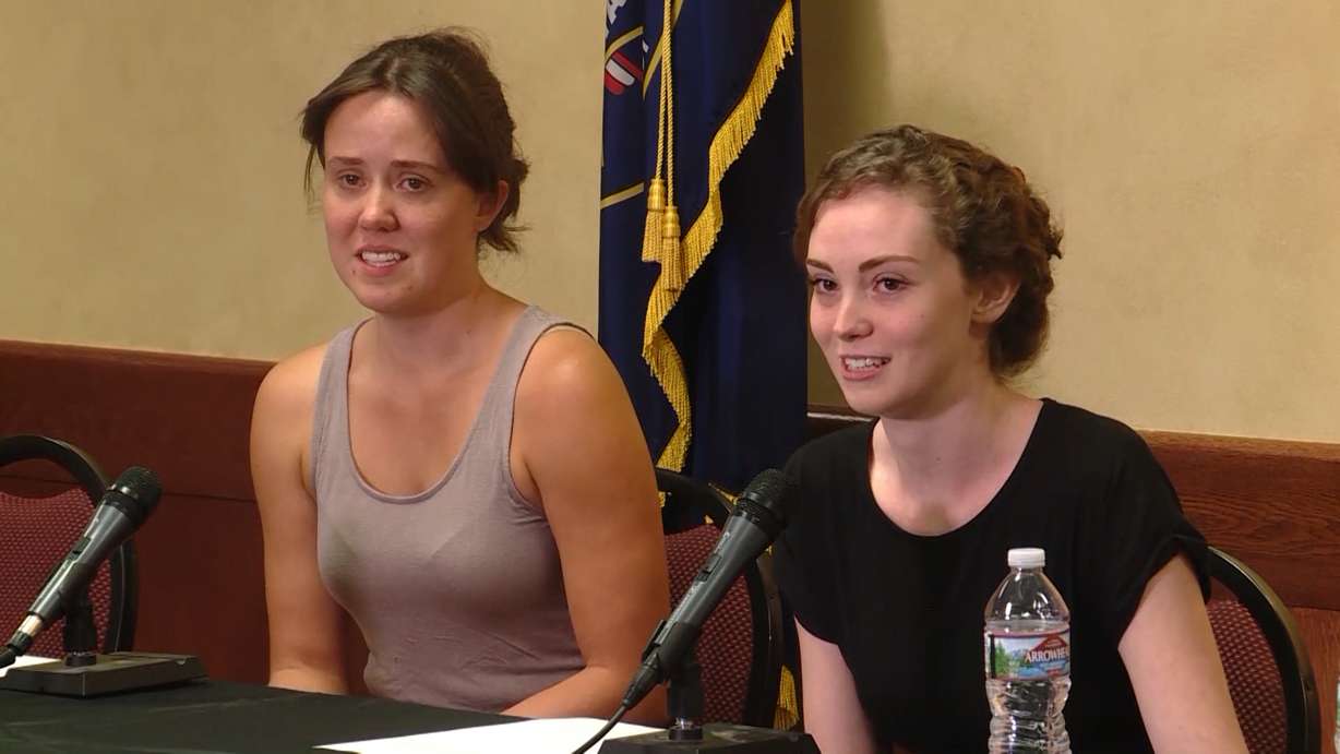 On Monday, Katie and Haile Merrill, two of Jill Robinson's four children, spoke publicly for the first time since their mother was shot and killed while performing her duties. (Photo: Tanner Siegworth, KSL TV)