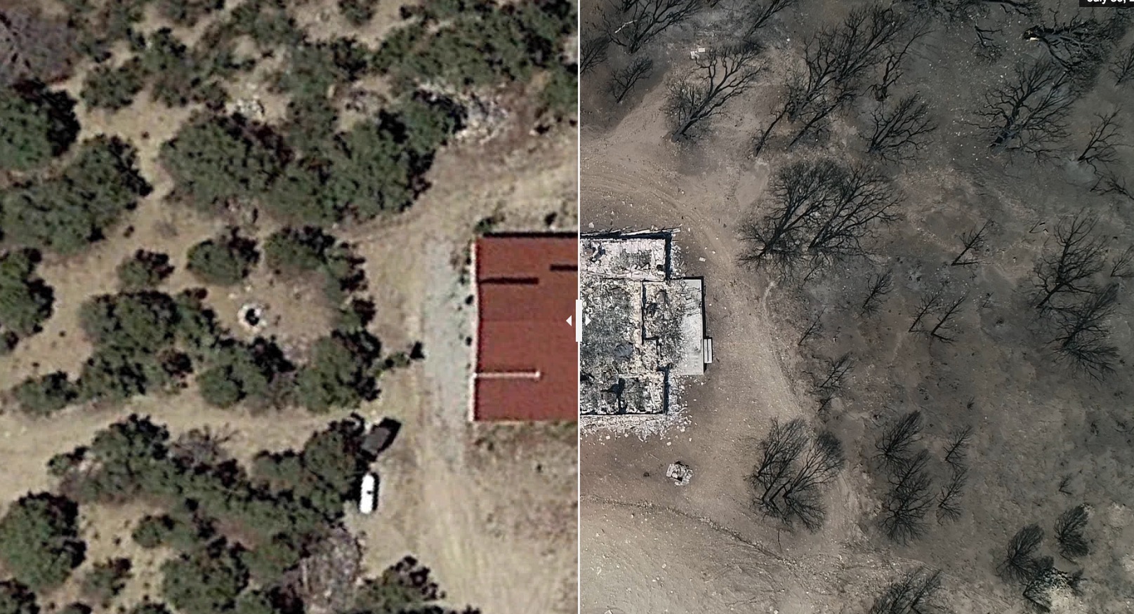Before and after: The destruction from the Dollar Ridge Fire