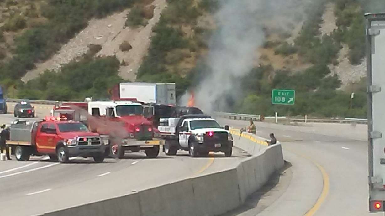 Semi carrying 45K pounds of onions tips over, catches fire