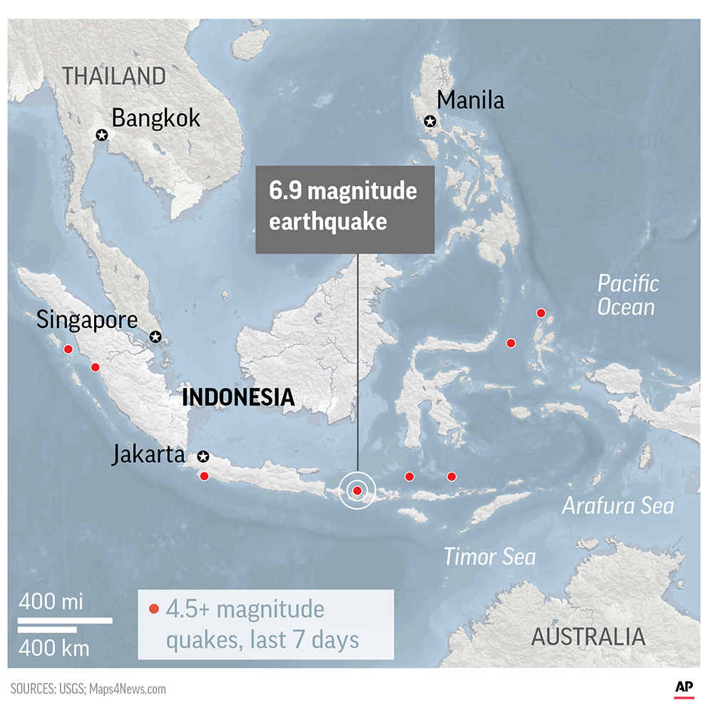 Quakes cut power, topple homes on Indonesia island; 3 dead