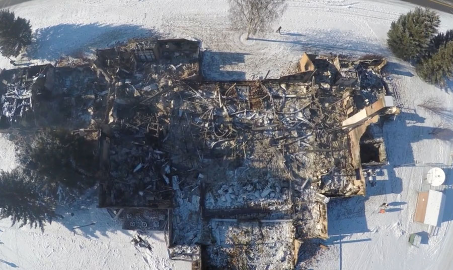 A massive fire ripped through through a Church of Jesus Christ of Latter-Day Saints chapel on Tuesday, Dec. 6, 2016. (Photo: EastIdahoNews.com)