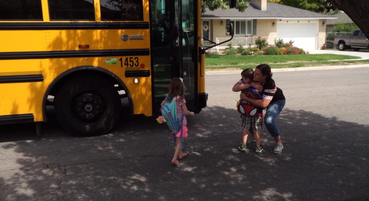 Katie Hall is sending her five-year-old kindergartner on the school bus for the first time this year. (Photo: KSL TV)