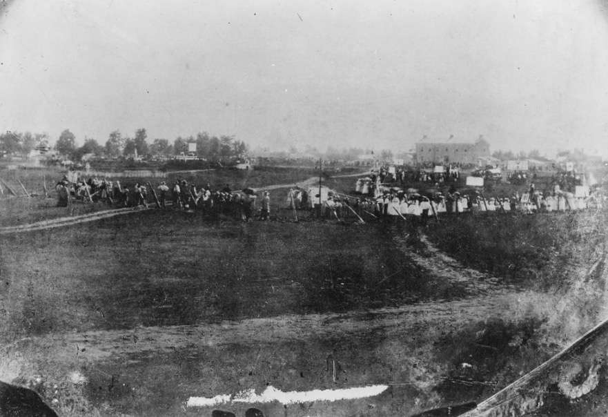 An undated photo of groundbreaking ceremonies of the University of Deseret on old Union Square, now the West High School grounds. (Photo: Utah State History)