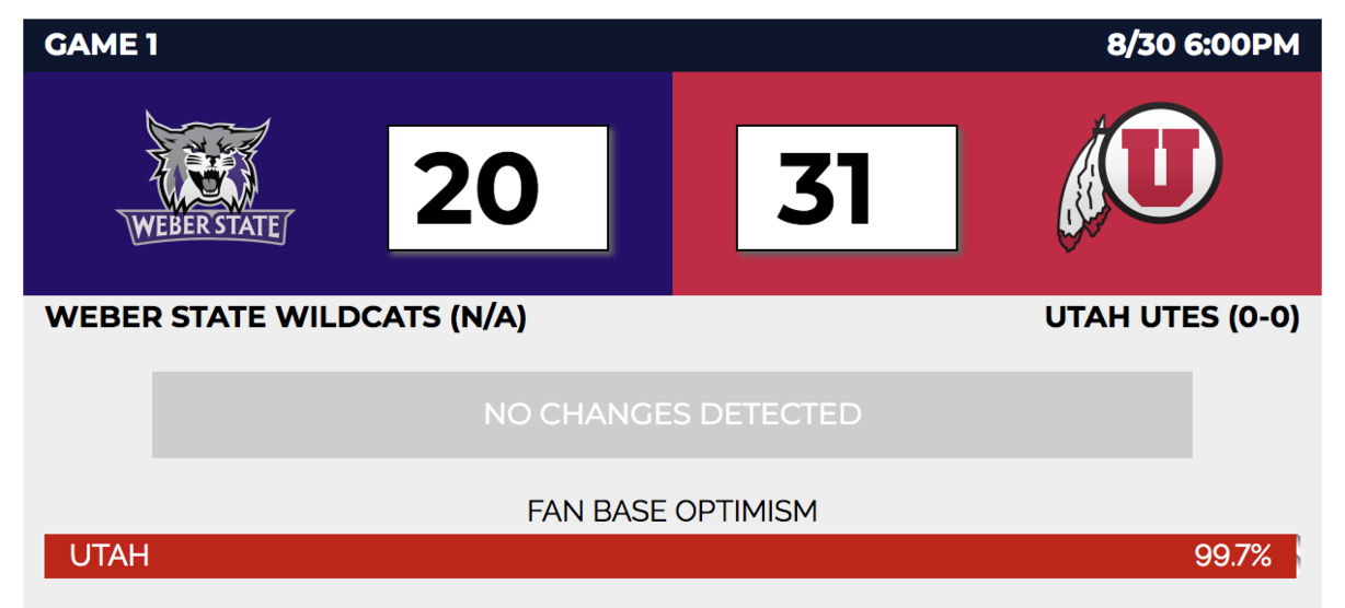 Sample score input for KSL College Football Pick'em
