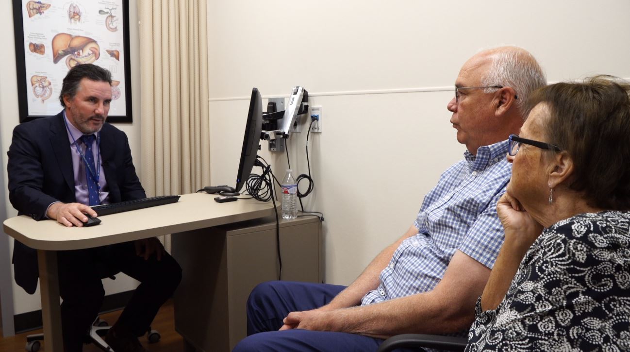 Mike and Jennifer Hamilton talk with Dr. Richard Gilroy about fatty liver disease. (Photo: KSL TV)