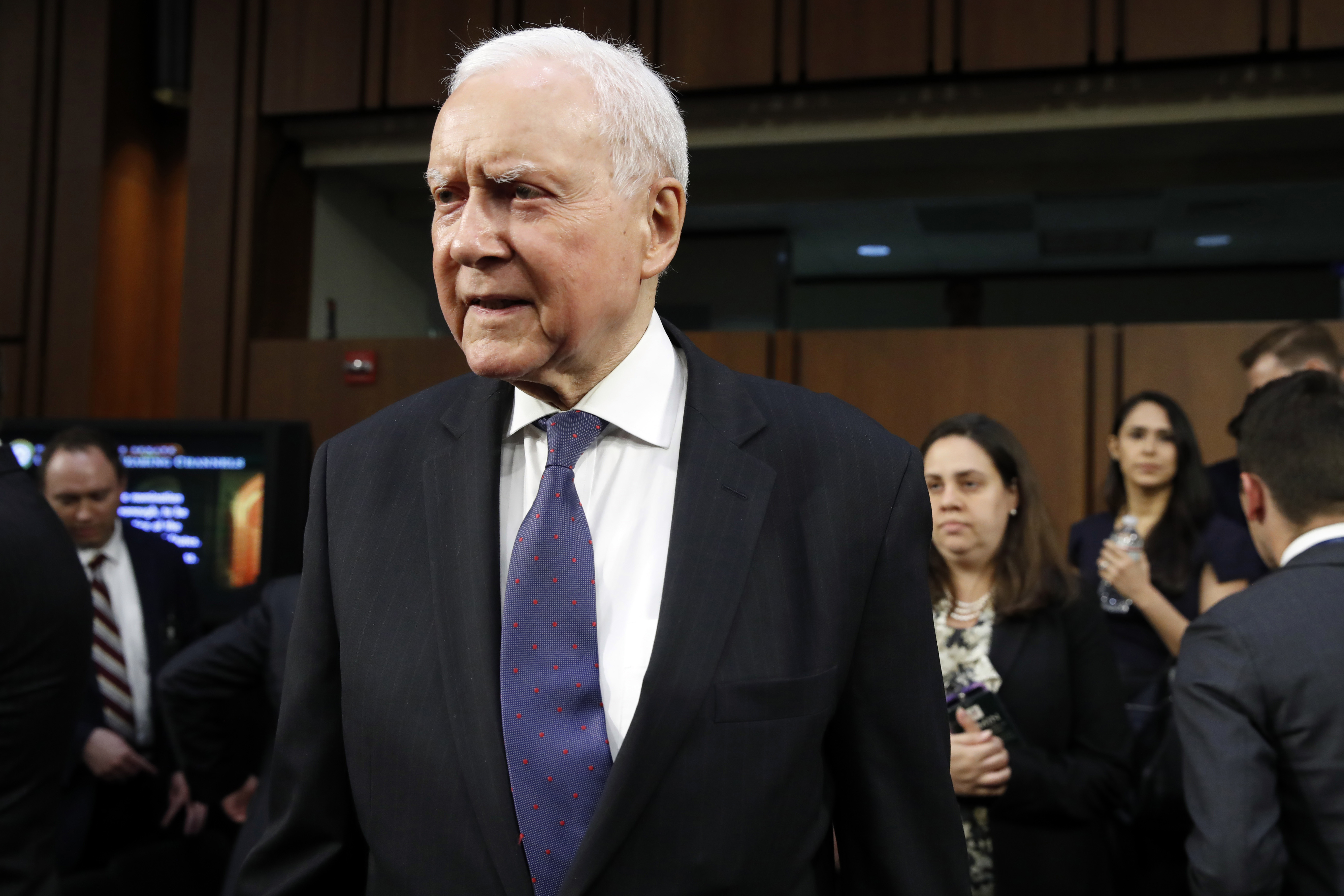 Sen. Orrin Hatch, R-Utah, returns after a break in the confirmation hearing of Supreme Court nominee Brett Kavanaugh at the Senate Judiciary Committee, Tuesday, Sept. 4, 2018, on Capitol Hill in Washington. 