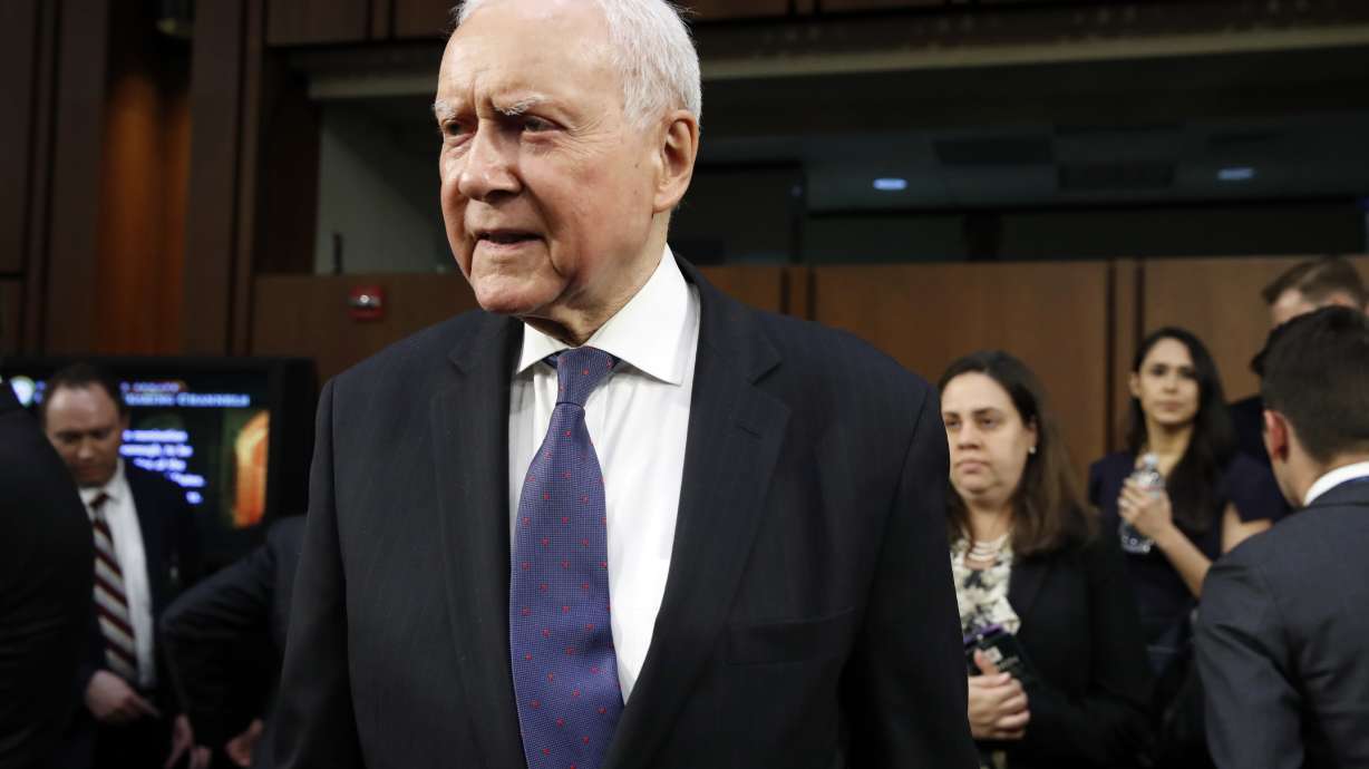 Sen. Orrin Hatch, R-Utah, returns after a break in the confirmation hearing of Supreme Court nominee Brett Kavanaugh at the Senate Judiciary Committee, Tuesday, Sept. 4, 2018, on Capitol Hill in Washington.