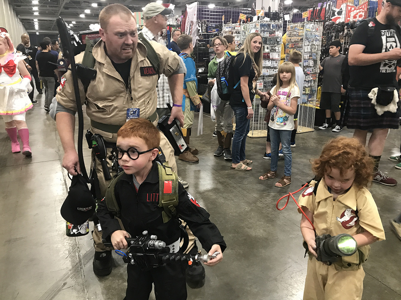 FanX attendee Eric Little brings his family to the Salt Palace for the first day Thursday, Sept. 6, 2018 dressed as the Ghostbusters. Photo: KSL TV