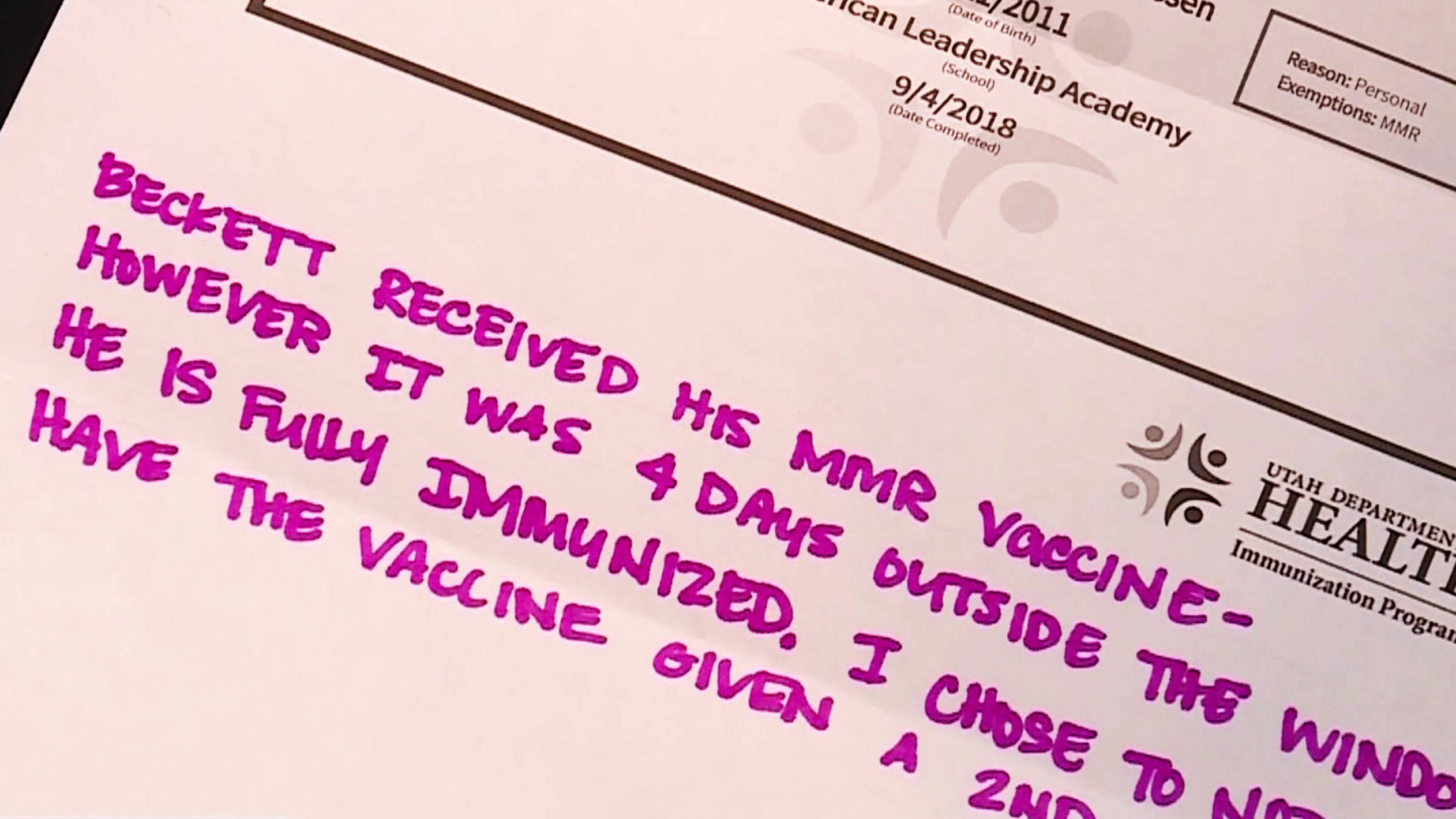 Utah mother frustrated with school vaccination mishap